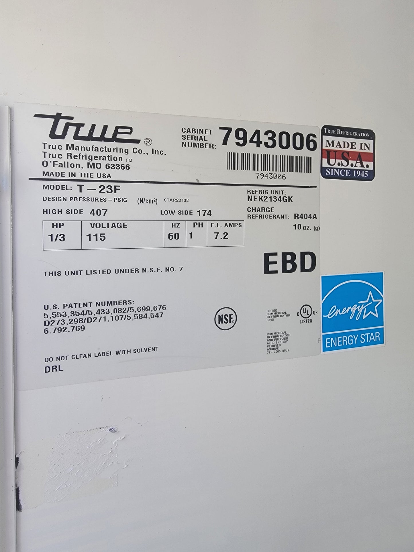 True T-23F Commercial Freezer – Stainless – Tested – 1 Door Reach-In