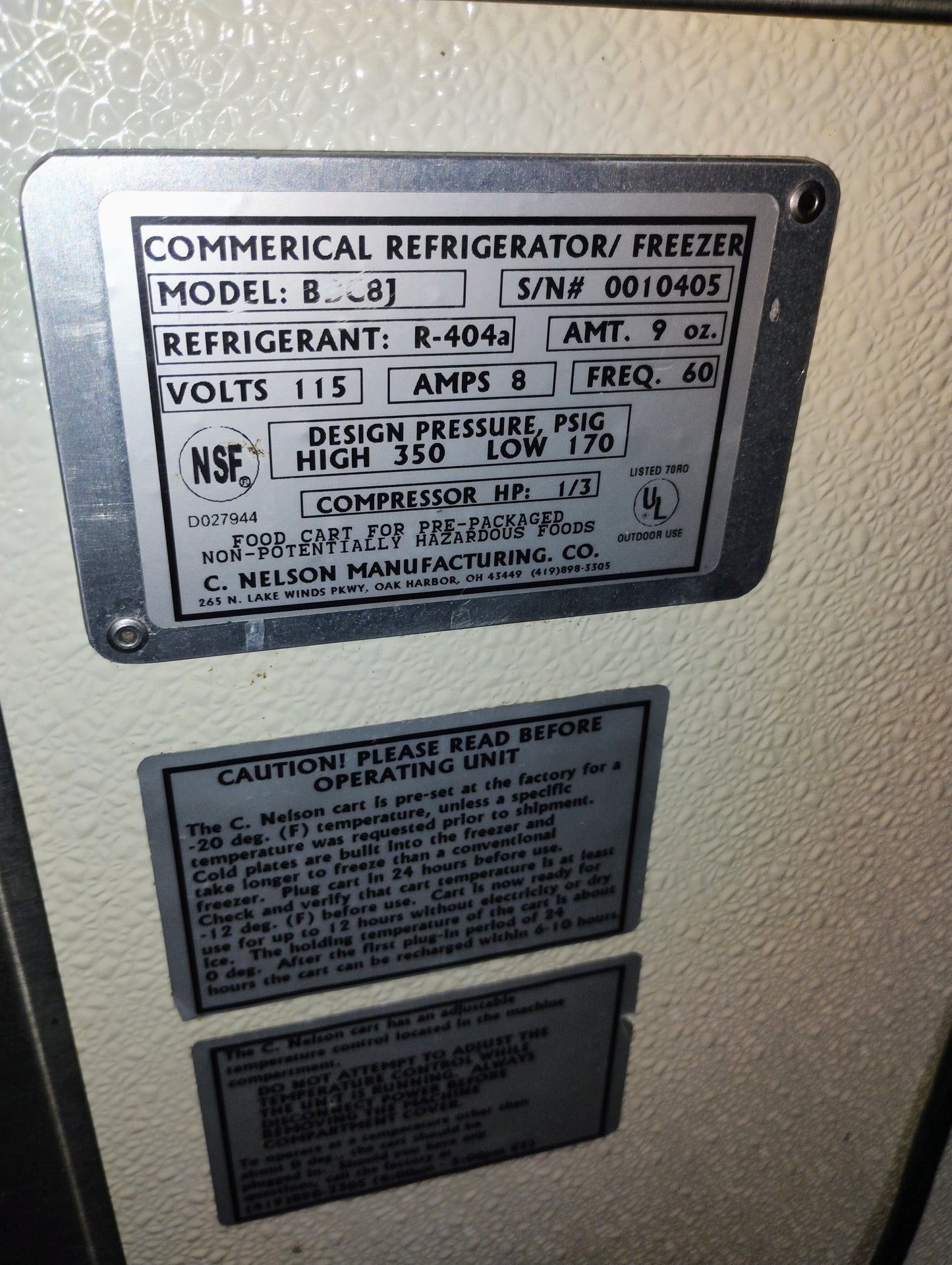 COMMERICAL REFRIGERATOR BBC8J