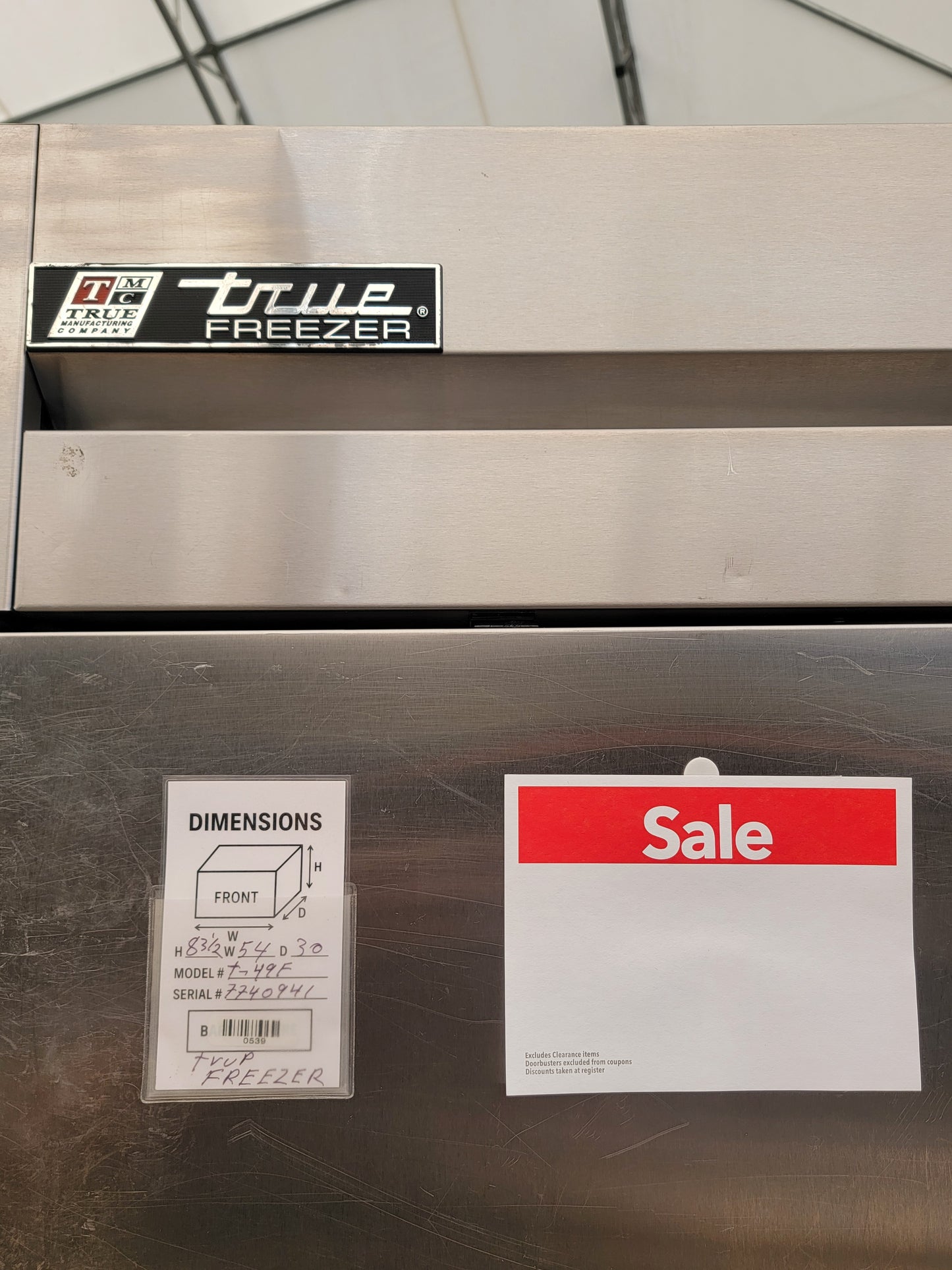 TRUE T-49F 2 Door Commercial Freezer – Tested & Working – Made in USA